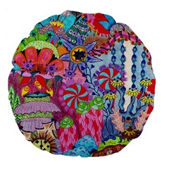 Cabbage Flower Abstract (1) (custom) Large 18  Premium Flano Round Cushions by okhismakingart