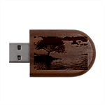 Sunset Nature Sea Dusk Landscape Wood Oval USB Flash Drive USB