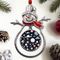 Space Galaxy Universe Stars Sky Metal Snowman Ornament by Paksenen