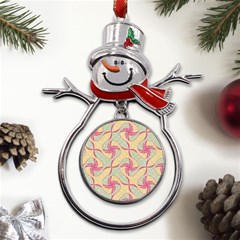 Abstract Pattern Design Scrapbooking Metal Snowman Ornament by Paksenen