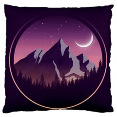 Mountain Night Crescent Moon Large Premium Plush Fleece Cushion Case (two Sides) by Bedest