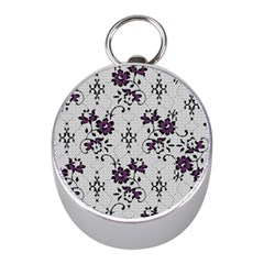 Elegant Purple Floral Jacquard Mesh Lace Fabric Mini Silver Compasses by ArtfulThreads