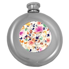 Abstract Floral Background Round Hip Flask (5 Oz) by kyorashop23