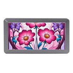 Fantasy Pink Flowers Stained Glass Memory Card Reader (mini) by Grandong