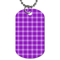 Purple Plaid Tartan 3 Dog Tag (one Side) by dressshop