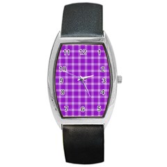 Purple Plaid Tartan 3 Barrel Style Metal Watch by dressshop