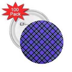 Blue Tartan Plaid 1 Diagonal 2 25  Buttons (100 Pack)  by dressshop