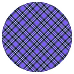 Blue Tartan Plaid 1 Diagonal Round Trivet by dressshop