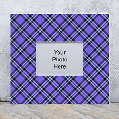 Blue Tartan Plaid 1 Diagonal White Wall Photo Frame 5  X 7  by dressshop