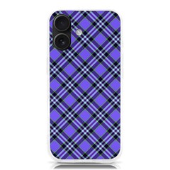 Blue Tartan Plaid 1 Diagonal Iphone 16 Tpu Uv Print Case by dressshop