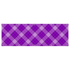 Purple Plaid Tartan 3 Diagonal (2) Banner And Sign 12  X 4  by dressshop