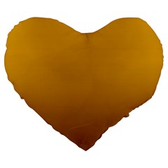 Amber Orange To Chocolate Brown Linear Gradient Large 19  Premium Flano Heart Shape Cushions by GradientsOmbre