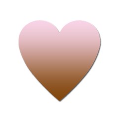 Pink Lace To Chocolate Brown Linear Gradient Heart Magnet by GradientsOmbre