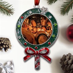 Candombe Drums Being Tempered, Montevideo, Uruguay Metal X mas Lollipop With Crystal Ornament by dflcprintsclothing