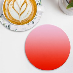 Pink Lace To Scarlet Red Linear Gradient Uv Print Round Tile Coaster by GradientsOmbre