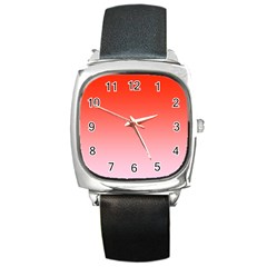 Scarlet Red To Pink Lace Linear Gradient Square Metal Watch by GradientsOmbre