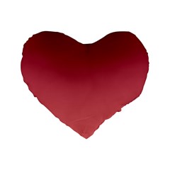 Burgundy Red To Coral Pink Linear Gradient Standard 16  Premium Heart Shape Cushions by GradientsOmbre