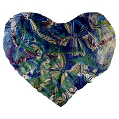 Blue Blend Large 19  Premium Flano Heart Shape Cushions by kaleidomarblingart