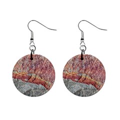 Red And Gray Rock Texture Print Mini Button Earrings by dflcprintsclothing