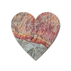 Red And Gray Rock Texture Print Heart Magnet by dflcprintsclothing