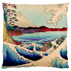 Wave Japanese Mount Fuji Ocean Standard Premium Plush Fleece Cushion Case (one Side) by Bedest