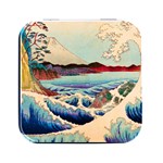 Wave Japanese Mount Fuji Ocean Square Metal Box (Black) Front