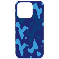 Blue Camouflage Pattern Iphone 15 Pro Black Uv Print Pc Hardshell Case by kyorashop23