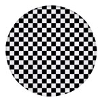 Pattern Checkered Squares Black White Pattern Round Glass Fridge Magnet (4 pack) Front