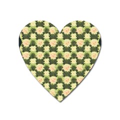 Retro 1880s Flowers Pattern 15 Heart Magnet by violetheavensky