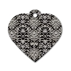 Gothic Leaf Pattern 4 Dog Tag Heart (two Sides) by violetheavensky