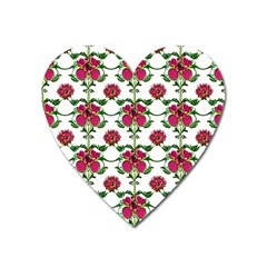 Retro 1880s Flowers Pattern 2 Heart Magnet by violetheavensky