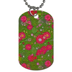 Mid Century Retro Floral 1970s 1960s Pattern 88 Dog Tag (one Side) by violetheavensky