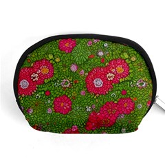 Mid Century Retro Floral 1970s 1960s Pattern 88 Accessory Pouch (medium) by violetheavensky