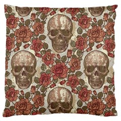 Skull And Roses Flowee Flora Floral Patterns Pattern Large Cushion Case (two Sides) by Tsamara