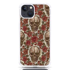 Skull And Roses Flowee Flora Floral Patterns Pattern Iphone 13 Tpu Uv Print Case by Tsamara