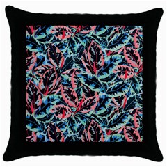 Leaves Nature Pattern Patterns Colorful Throw Pillow Case (black) by Tsamara