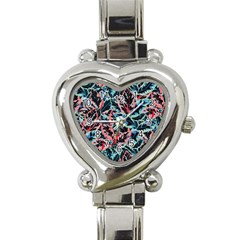 Leaves Nature Pattern Patterns Colorful Heart Italian Charm Watch by Tsamara