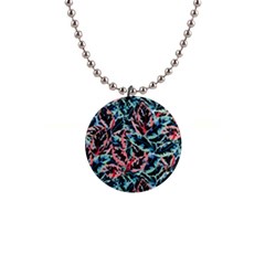 Leaves Nature Pattern Patterns Colorful 1  Button Necklace by Tsamara