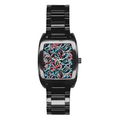 Leaves Nature Pattern Patterns Colorful Stainless Steel Barrel Watch by Tsamara