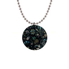 Pattern Flower Plants Leaves Nature 1  Button Necklace by Tsamara