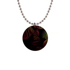 Leaves Plant Contrast Carved Nature 1  Button Necklace by Tsamara