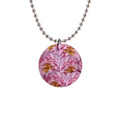 Peonies Nature Bloom Blossom Pink 1  Button Necklace by Tsamara