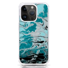 Fluid Turquoise Iphone 14 Pro Tpu Uv Print Case by DinkovaArt