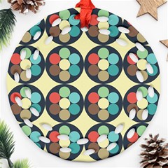 Circles Round Pattern Sphere Ball Round Filigree Ornament (two Sides) by Sabxi