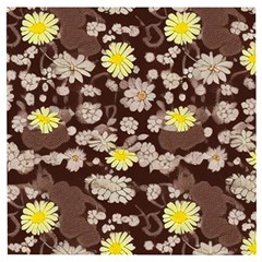 Mid Century Retro Floral 1970s 1960s Pattern 84 Wooden Puzzle Square by violetheavensky