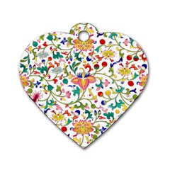 Owen Jones Chinese Ornamental Pattern Lotus Flowers And Vine Dog Tag Heart (two Sides) by Pixelchicken