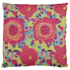 Mid Century Retro Floral 1970s 1960s Pattern 82 Large Cushion Case (two Sides) by violetheavensky