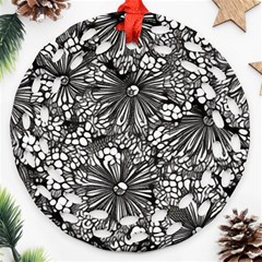 Mid Century Retro Floral 1970s 1960s Pattern 73 Round Filigree Ornament (two Sides) by violetheavensky
