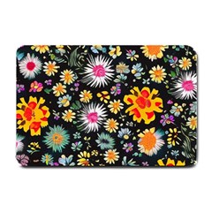 Mid Century Retro Floral 1970s 1960s Pattern 57 Small Doormat by violetheavensky