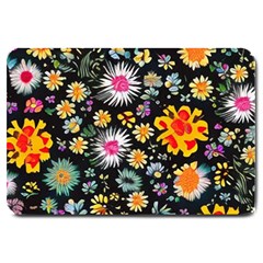 Mid Century Retro Floral 1970s 1960s Pattern 57 Large Doormat by violetheavensky